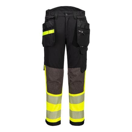 PORTWEST EV442YBS32 - Pantalon Stretch EV4 Haute-Visibilité Classe 1 avec Poches flottantes Démontables, Jaune/Noir Short