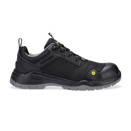 PORTWEST FE11BKG45 - Chaussure basse en maille composite S3S ESD SR FO, Noir/Gris