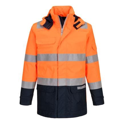 PORTWEST FR605ONRL - Veste de pluie Bizflame HV, Orange/Marine Blu