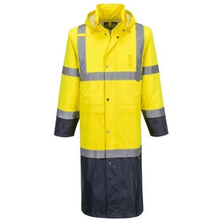 PORTWEST H446YNRM - Imperméable Hi-Vis Contrast 122cm, Jaune/Bleu Marine Blu