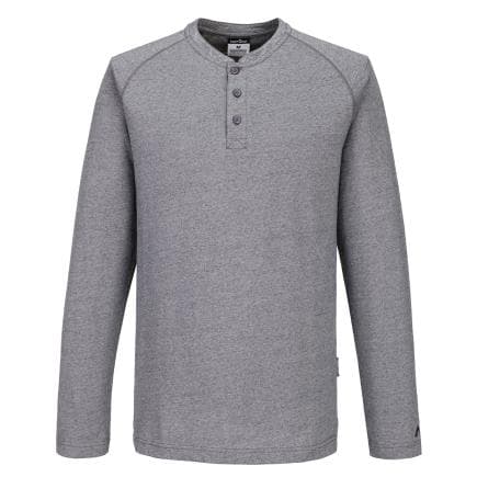 PORTWEST KA370ZORL - KA3 Henley T-Shirt L/S, Zoom Grey