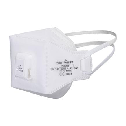PORTWEST P393WHR - Masque EAGLE pliable FFP3 Dolomite avec valve, Blanc (10 pcs.)