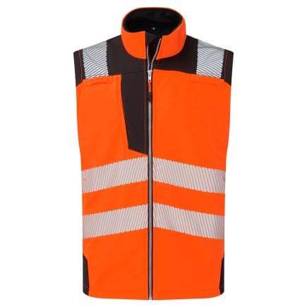PORTWEST PW325OBRXL - Softshell sans manches Hi-Vis (3 couches), Orange/Noir