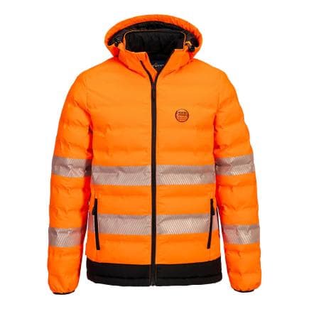PORTWEST S548OBRXXXL - Doudoune chauffante HV avec capuche, Orange/Noir