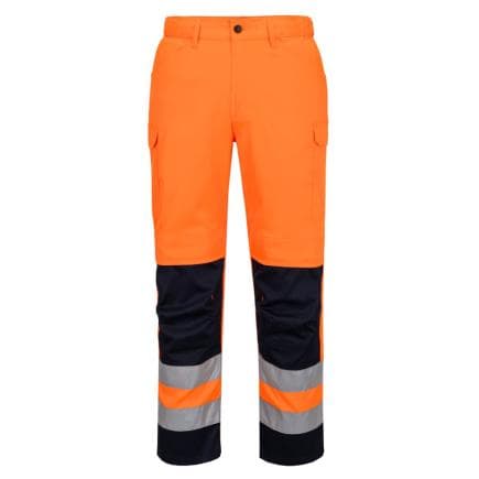 PORTWEST T143ONR48 - Pantalon en maille haute vision, orange/bleu Marine Blu