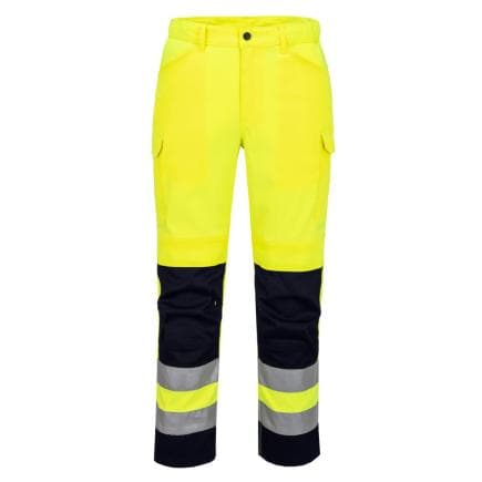 PORTWEST T143YNR33 - Pantalon en maille haute vis, jaune/bleu Marine Blu