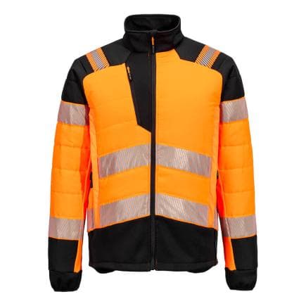 PORTWEST T170OBRL - Veste hybride baffle HV PW3, Orange/Noir