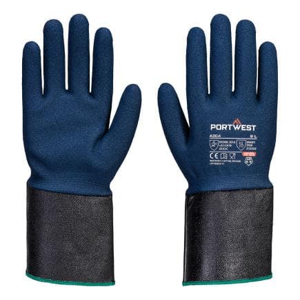 PORTWEST A304G4RL - Gant Grip C13 Nitrile Foam Extended Cuff, gris/bleu