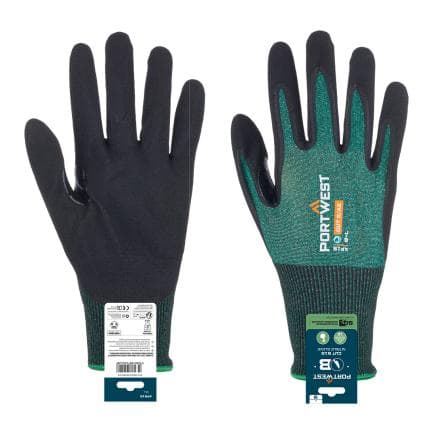 PORTWEST APR15E8RXL - Gant SG Cut B18 en nitrile (retail), Vert/Noir