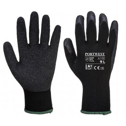 PORTWEST A100K8RL - Gant enduit latex, noir (lot multiple)