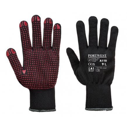 PORTWEST A110BKRM - Gant Polka picots PVC, noir (lot multiple)