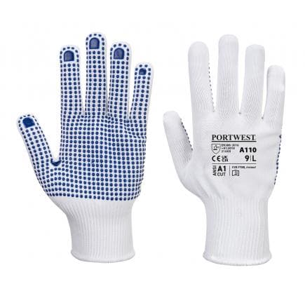 PORTWEST A110WBRL - Gant Polka picots PVC, blanc/bleu (lot multiple)