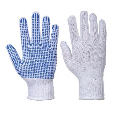 PORTWEST A111WBRXL - Gant classique tricoté picots PVC, blanc/bleu