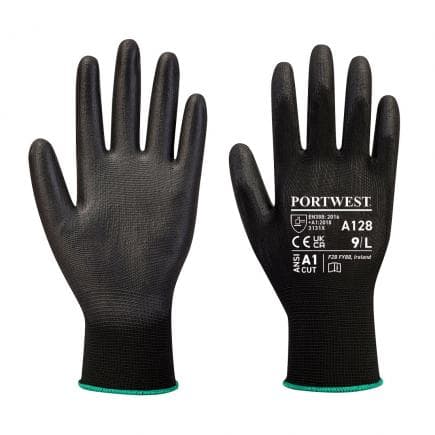 PORTWEST A128K8RXL - Gant enduit PU paume sans latex, noir (lot multiple)