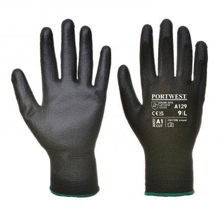 PORTWEST A129BKRXXL - Gant enduit paume polyuréthane-carton (480 paires), noir