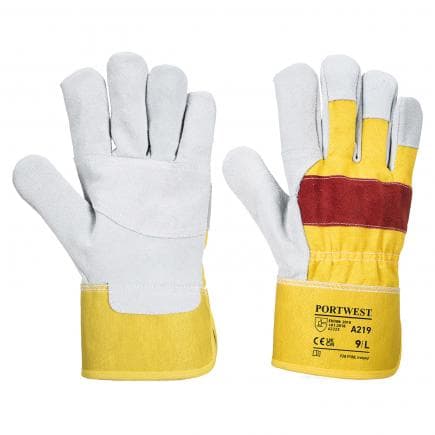 PORTWEST A219YREXL - Gant docker chrome classique, jaune/rouge