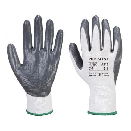 PORTWEST A310GRWL - Gant Flexo Grip enduit nitrile, gris/blanc (lot multiple)