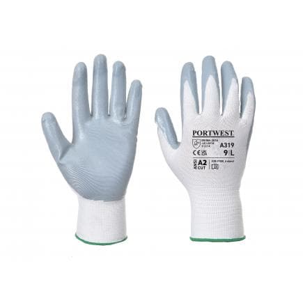 PORTWEST A319GRWL - Gant Flexo Grip nitrile, gris/blanc