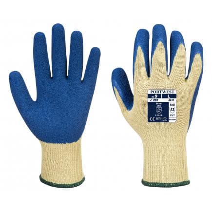 PORTWEST A610YBLXL - Gant grip latex, jaune/bleu