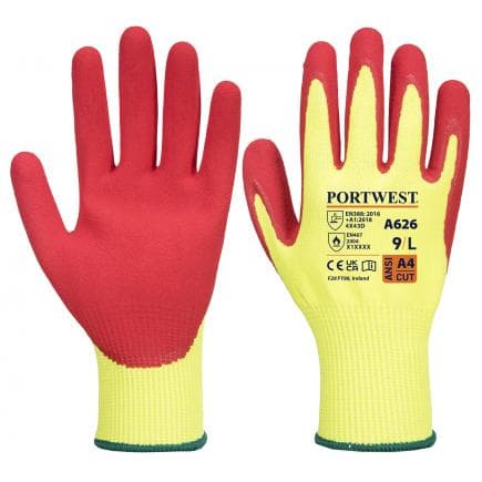 PORTWEST A626Y5RXL - Gant Vis-Tex anticoupure HR-nitrile, jaune/rouge