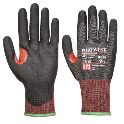 PORTWEST A670K8RL - Gant anti-coupures cuir AHR13, noir