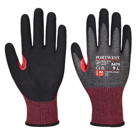 PORTWEST A673K8RXS - Gant anti-coupure mousse de nitrile CT aHR18, noir