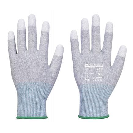PORTWEST A698G6RL - Gant paume enduite PU ESD-paquet de 12, gris/blanc