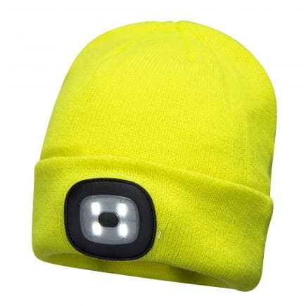 PORTWEST B029YER - Lampe frontale LED rechargeable usb beanie, jaune