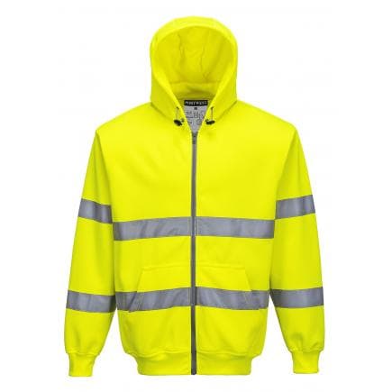 PORTWEST B305YERXL - Sweat zip Hi-Vis à capuche, jaune