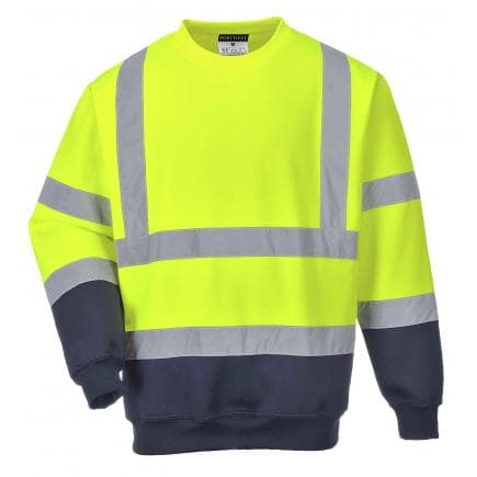PORTWEST B306YNRM - Sweatshirt bicolore Hi-Vis, jaune/marine