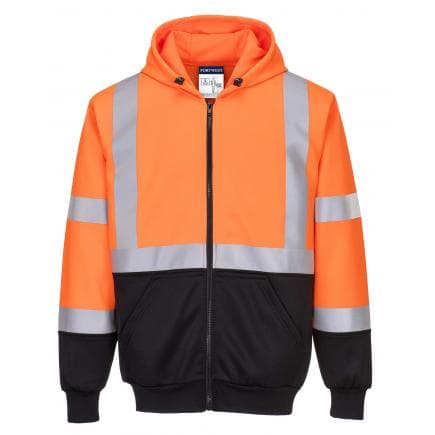 PORTWEST B315OBRM - Sweat Hi-Vis bicolore zippé à capuche, orange/noir