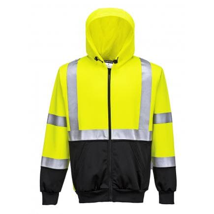 PORTWEST B315YBRXL - Sweat Hi-Vis bicolore zippé à capuche, jaune/noir