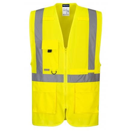 PORTWEST C357YERM - Gilet Executive haute visibilité avec poche pour tablette, jaune