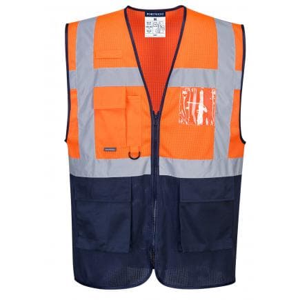 PORTWEST C377ONRXL - Gilet Executive Hi-Vis bicolore meshair, orange/marine