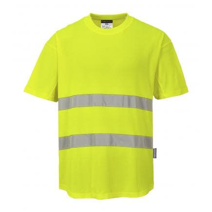 PORTWEST C394YERL - T-shirt confort en coton à mailles haute visibilité, jaune