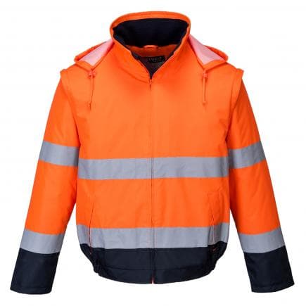 PORTWEST C464ONRM - Blouson HV 2-en-1 HV doublé polaire, orange/marine