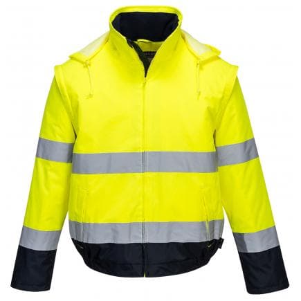 PORTWEST C464YNRXL - Blouson HV 2-en-1 HV doublé polaire, jaune/marine
