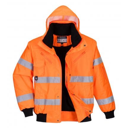 PORTWEST C467ORRL - Blouson Bomber Hi-Vis 3 en 1, orange