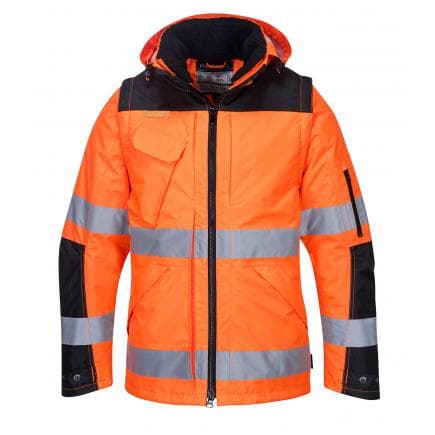 PORTWEST C469OBRXL - Blouson 3-en-1 pro Hi-Vis, orange/noir