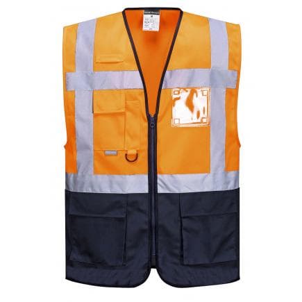 PORTWEST C476ONRL - Gilet Executive Warsaw, orange/marine