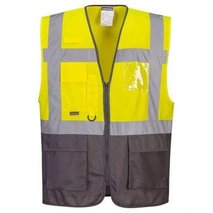 PORTWEST C476YGYL - Gilet Executive Warsaw, jaune/gris