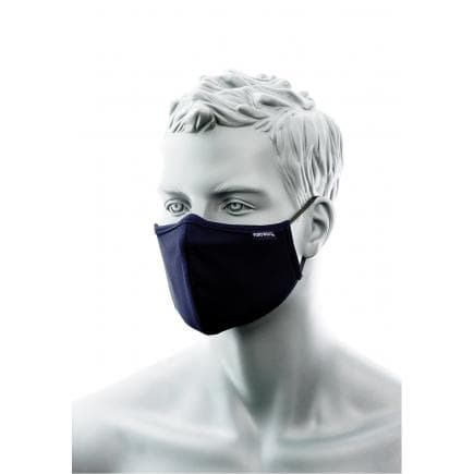PORTWEST CV34NAR - Masque facial en tissu antimicrobien à 2 épaisseurs avec pont nasal (pk25), marine