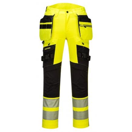 PORTWEST DX442YBR36 - Pantalon DX4 haute-visibilité avec poches flottantes démontables, jaune/noir