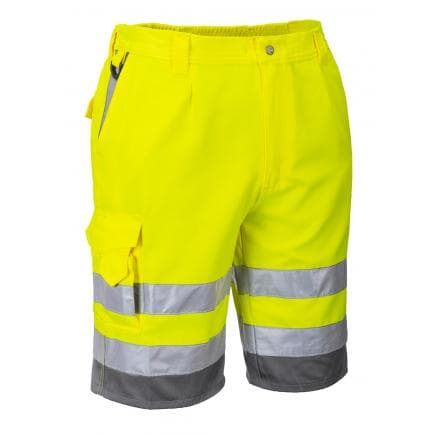 PORTWEST E043YGYXXL - Bermuda Hi-Vis poly-coton, jaune/gris