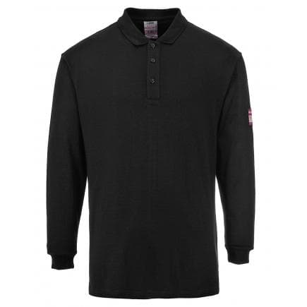 PORTWEST FR10BKRM - Polo manches longues antistatique résistant aux flammes, noir