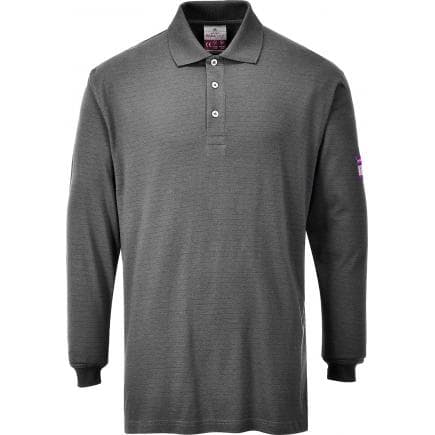 PORTWEST FR10GRRS - Polo manches longues antistatique résistant aux flammes, gris