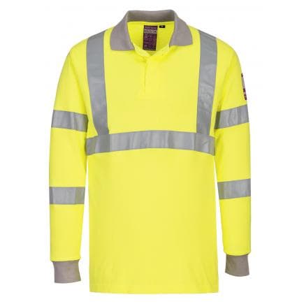 PORTWEST FR77YERL - Polo manches longues FR Antistatique et Hi-Vis, jaune