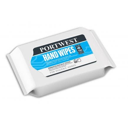 PORTWEST IW41WHR - Lingettes pour les mains (100 lingettes), blanc