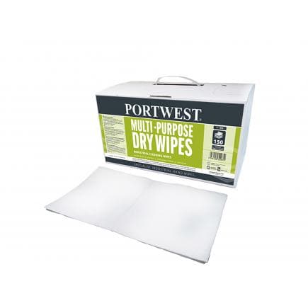 PORTWEST IW90WHR - Lingettes sèches multi-usages (150 lingettes), blanc
