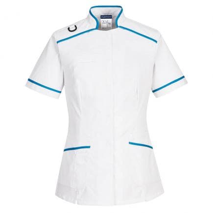 PORTWEST LW21WARXL - Tunique médicale, blanc/bleu aqua